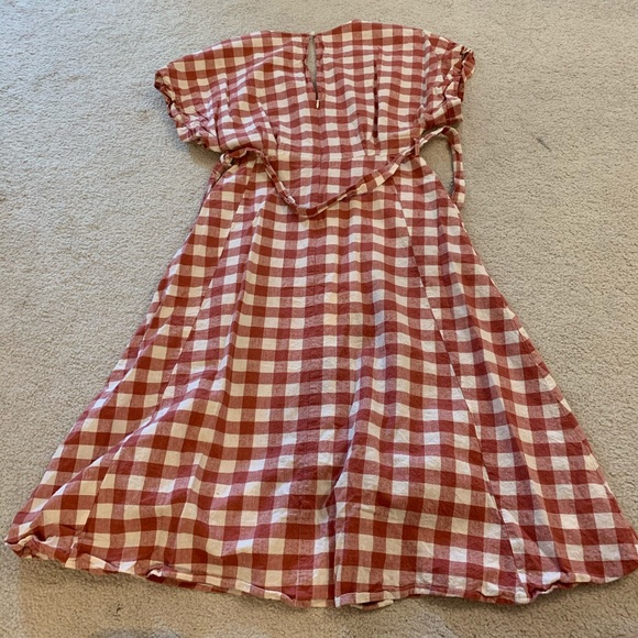 Mango pink and white plaid summer midi dress, S - Picture 6 of 8